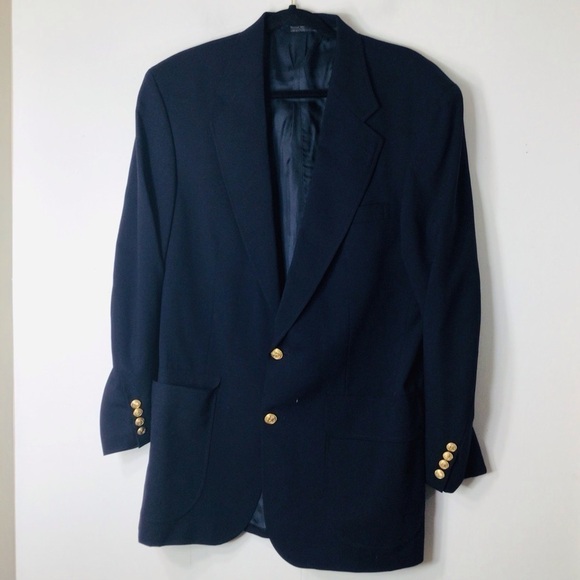 Lands End blazer jacket men wool 40 blue - Picture 1 of 9